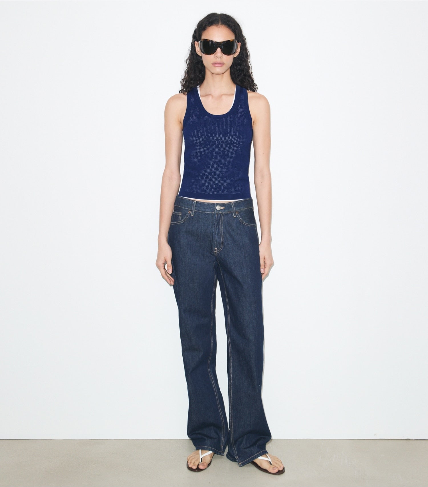 Tory Burch Pointelle Viscose Tank - Ocean