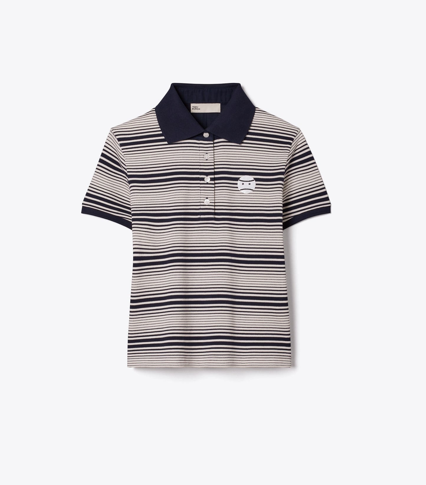 Tory Burch Little Grumps Cotton Polo - Medium Navy Stripe