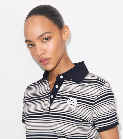 Tory Burch Little Grumps Cotton Polo - Medium Navy Stripe