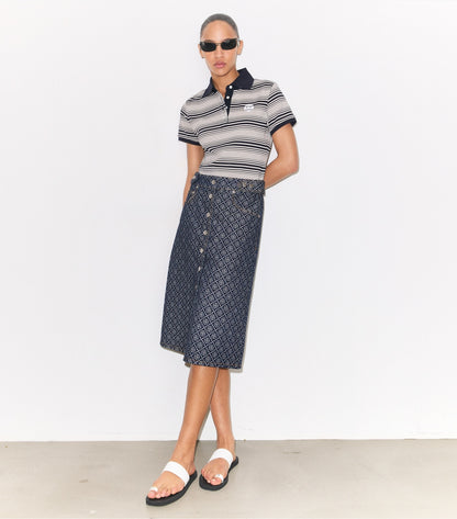 Tory Burch Little Grumps Cotton Polo - Medium Navy Stripe