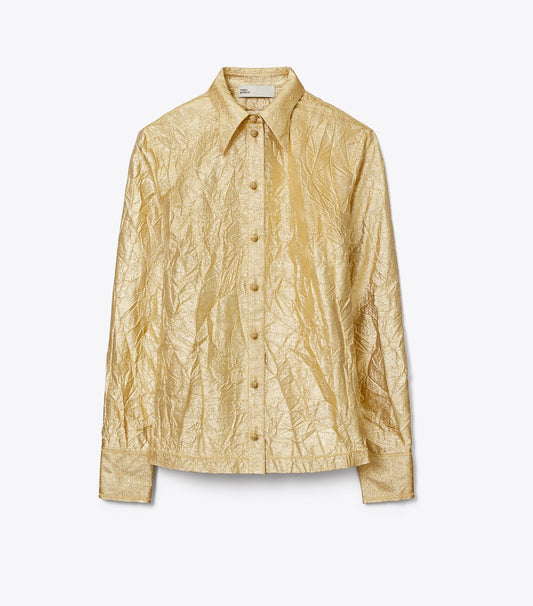 Tory Burch Crushed Silk Shirt - White / Gold