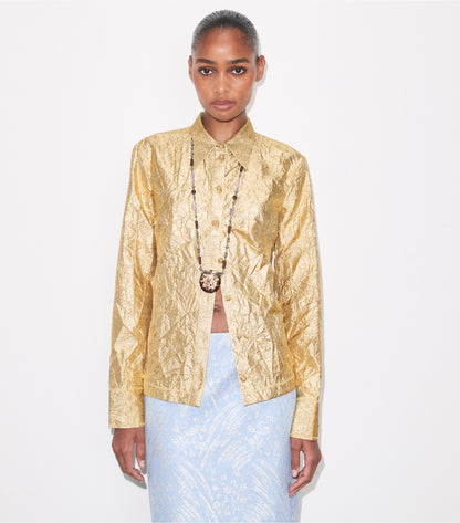 Tory Burch Crushed Silk Shirt - White / Gold