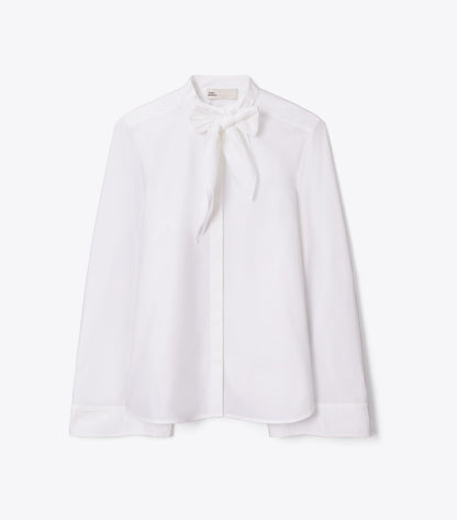 Tory Burch Cotton Bow Blouse - White