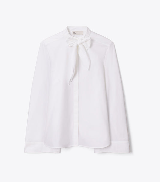Tory Burch Cotton Bow Blouse - White