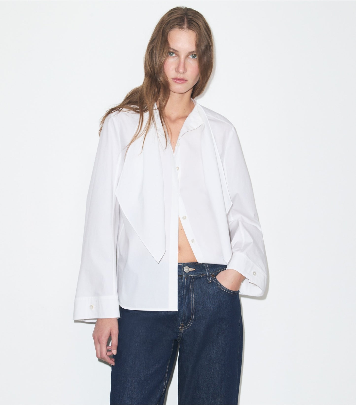 Tory Burch Cotton Bow Blouse - White