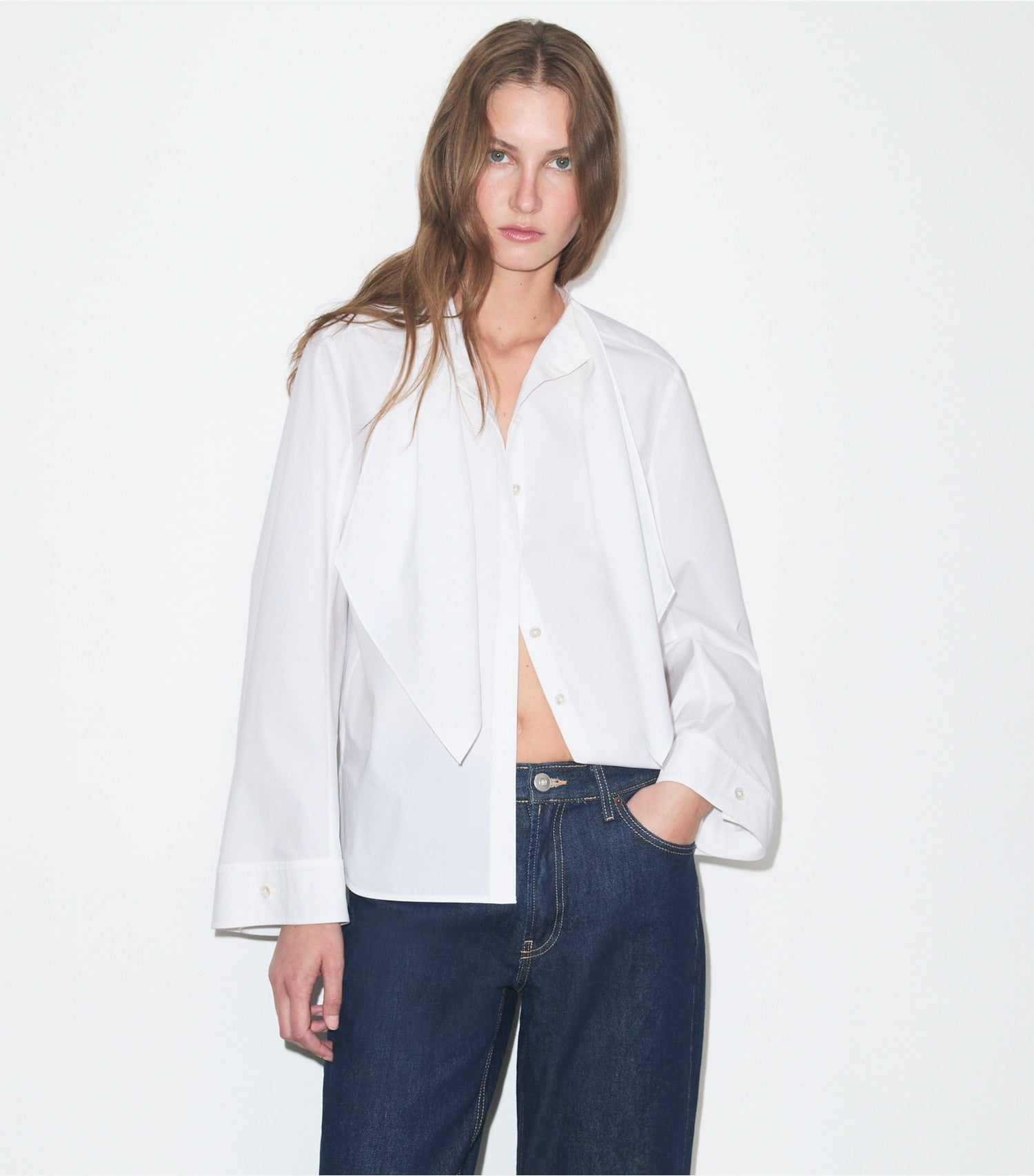 Tory Burch Cotton Bow Blouse - White
