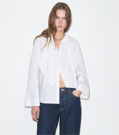 Tory Burch Cotton Bow Blouse - White