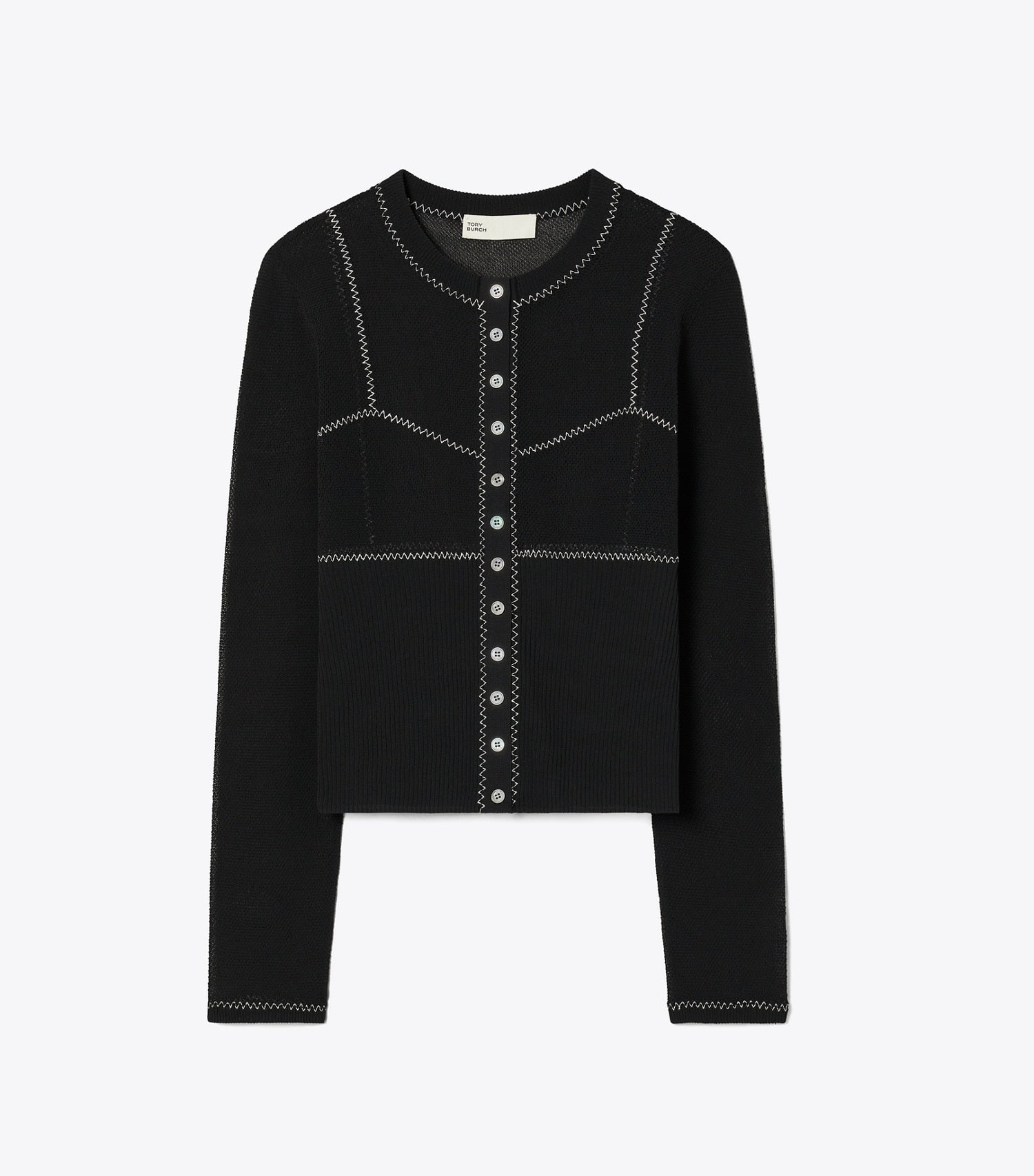 Tory Burch Cotton And Nylon Mesh Cardigan - Black
