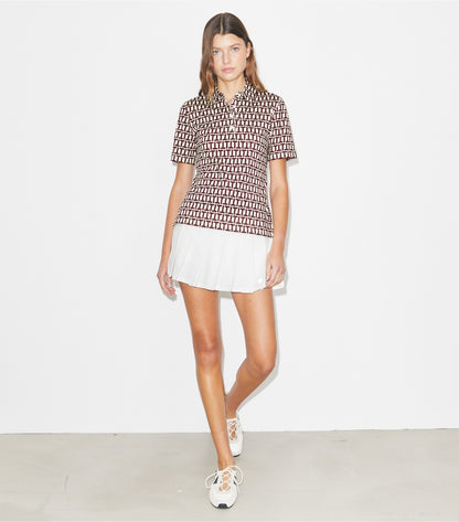 Tory Burch Mercerized Cotton Polo - New Ivory T Stripe