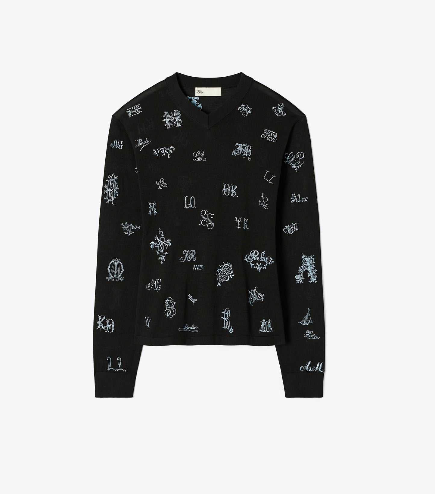 Tory Burch Embroidered Silk Sweater - Black