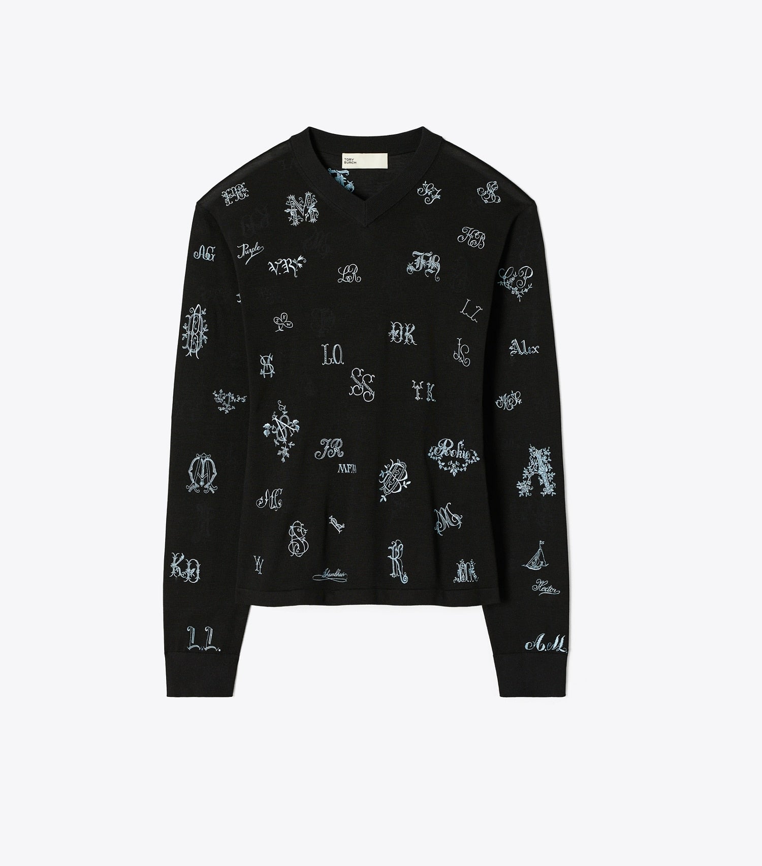Tory Burch Embroidered Silk Sweater - Black