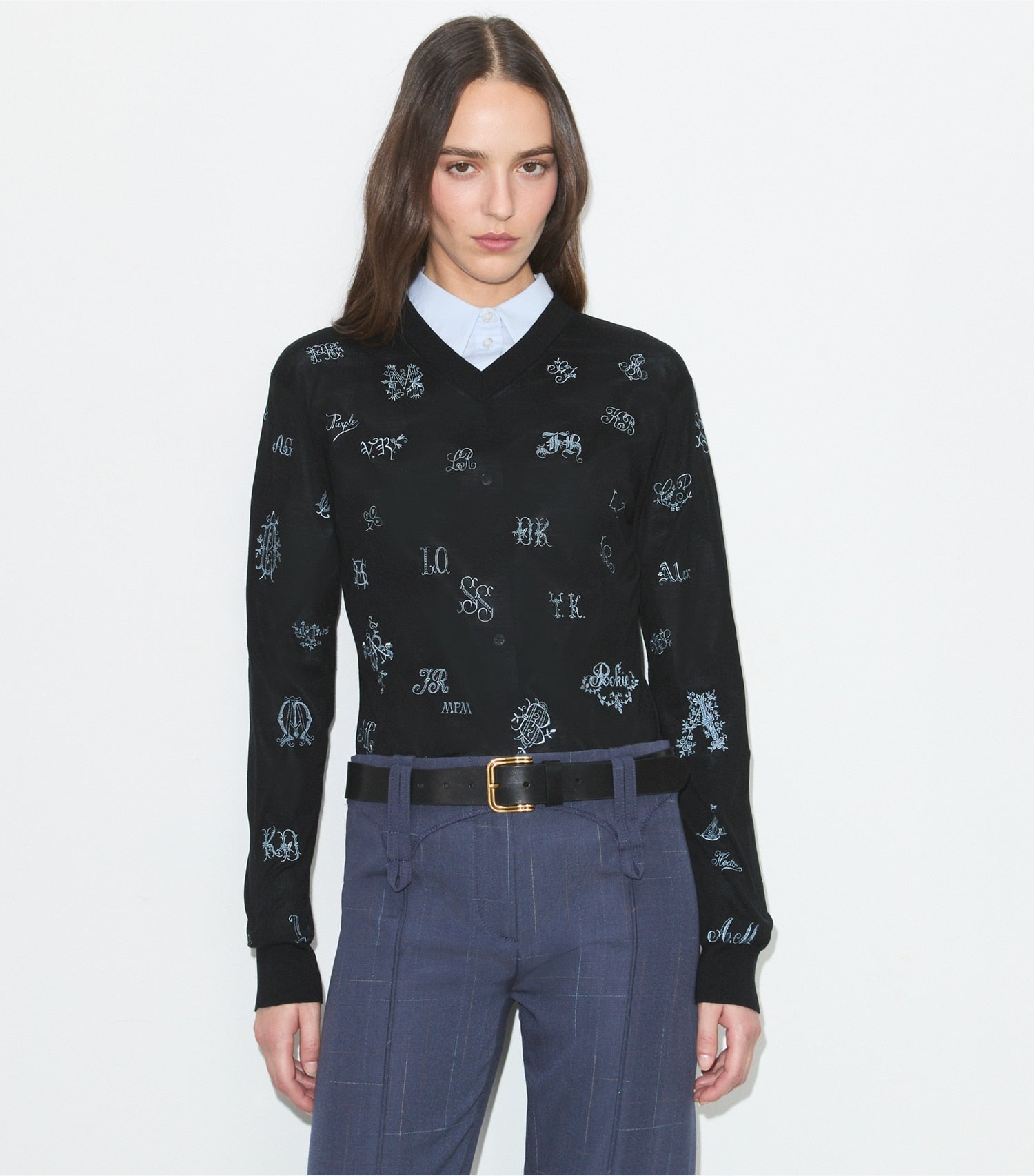 Tory Burch Embroidered Silk Sweater - Black