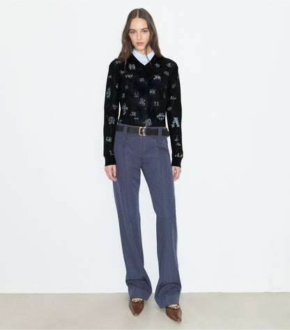 Tory Burch Embroidered Silk Sweater - Black