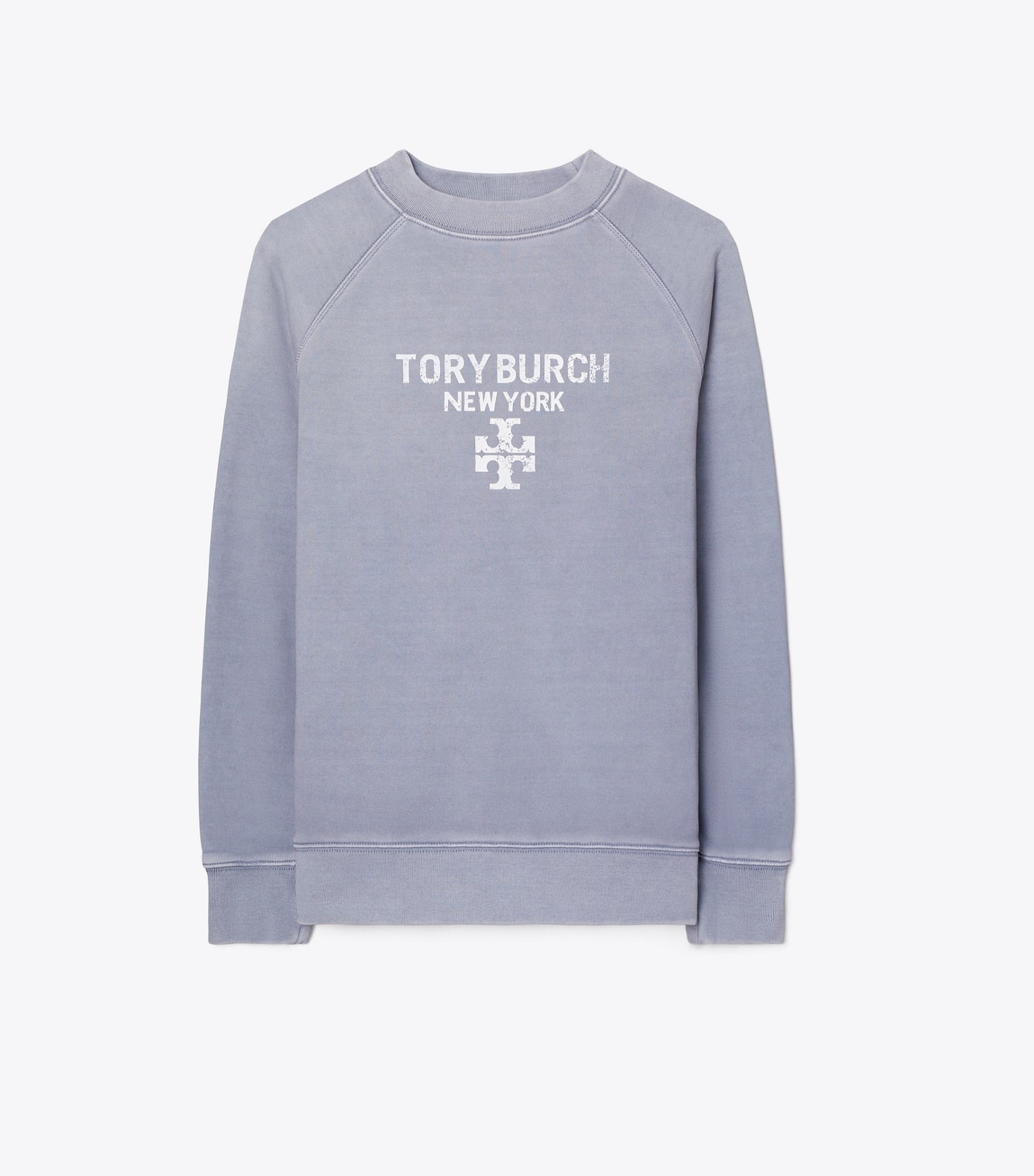 Tory Burch Distressed Cotton Sweatshirt - Vapor Blue