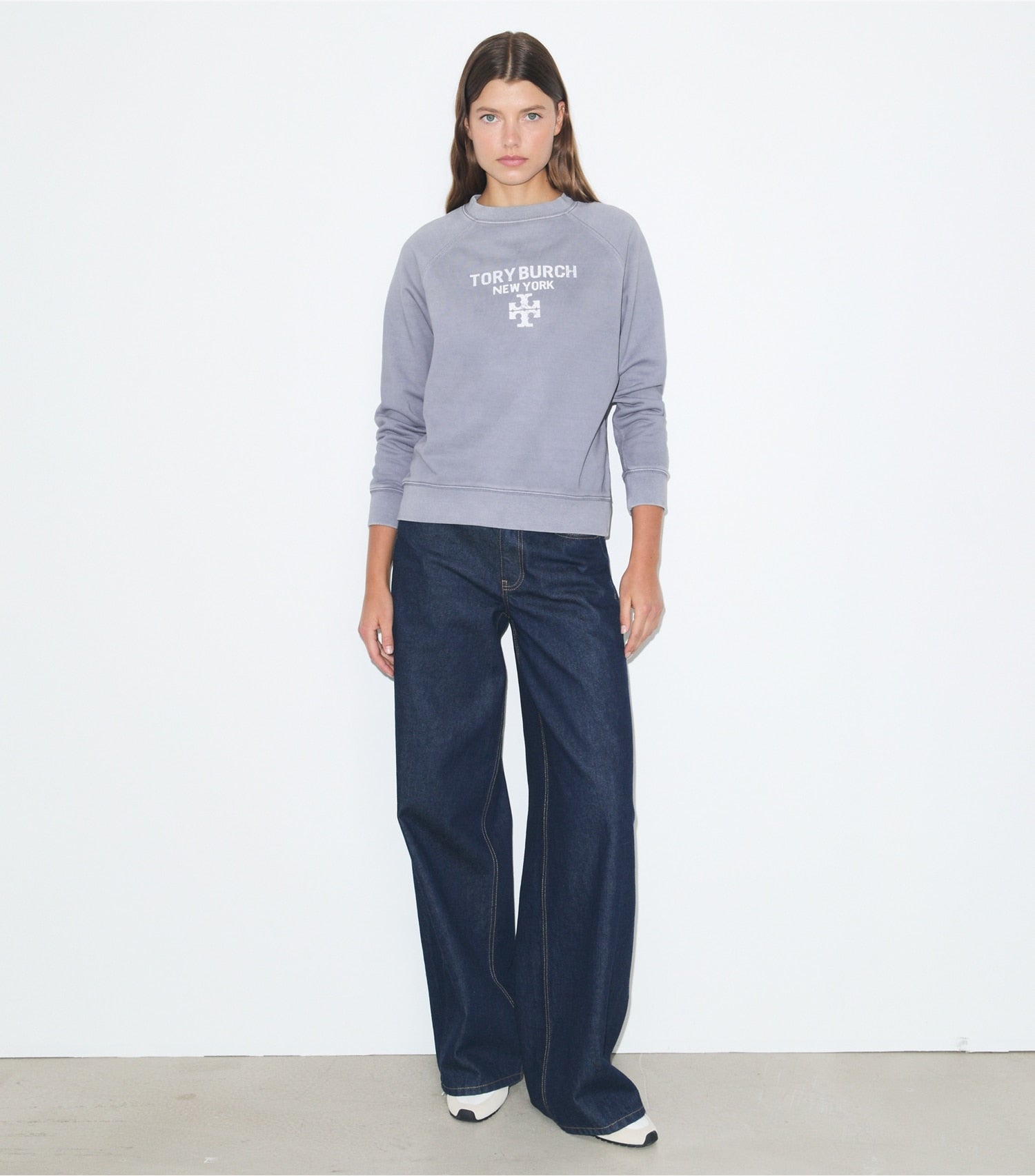 Tory Burch Distressed Cotton Sweatshirt - Vapor Blue
