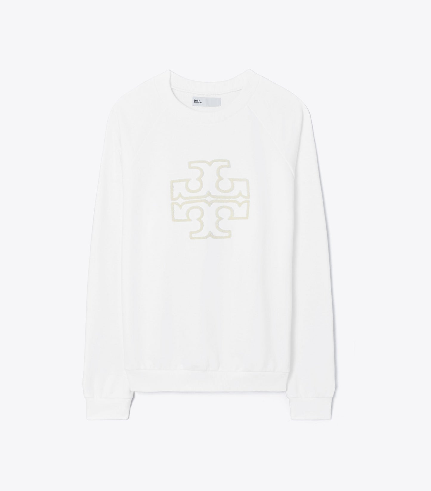 Tory Burch Heavy French Terry Logo Crewneck - Snow White