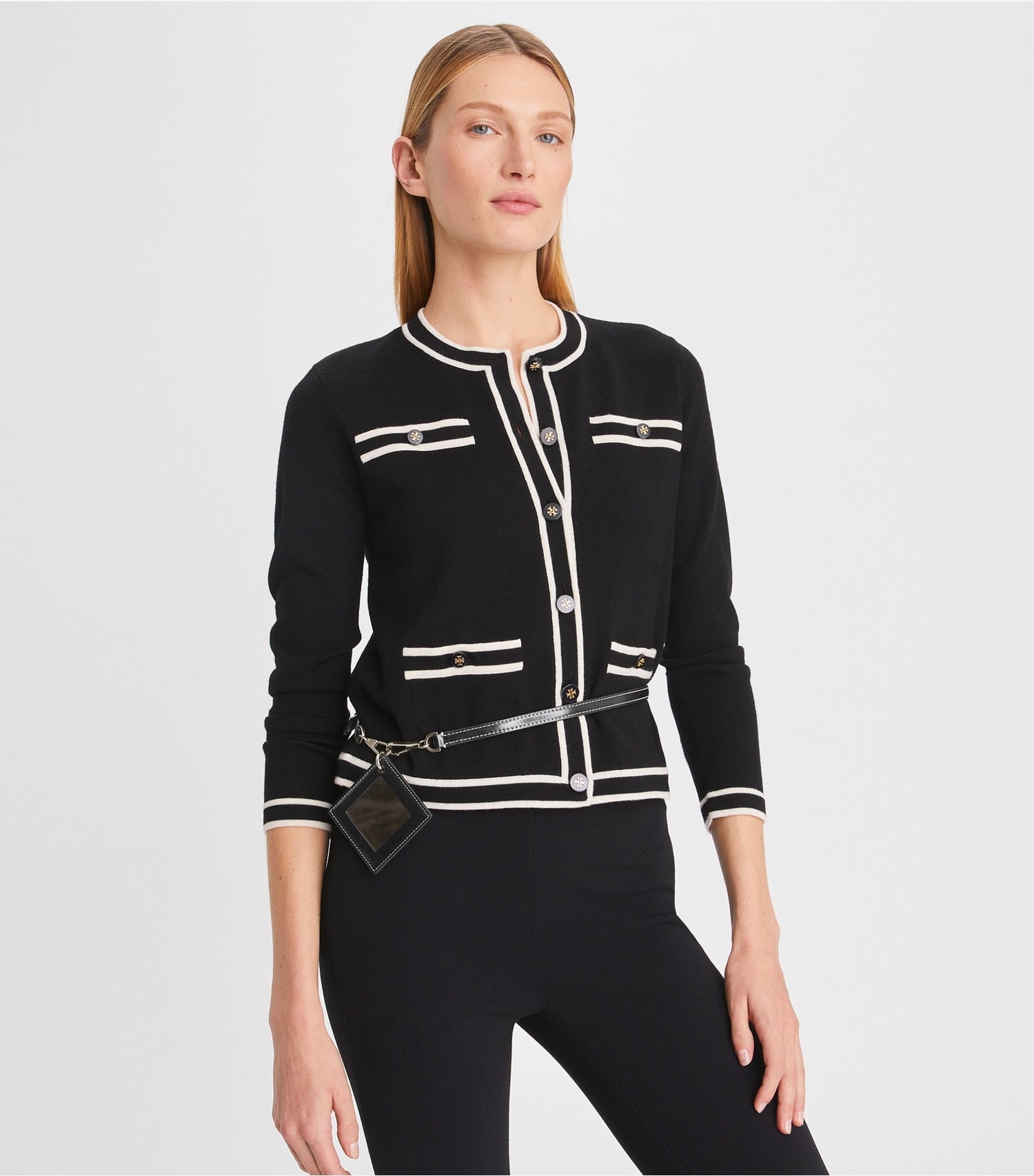 Tory Burch Kendra Cardigan - Black / French Cream