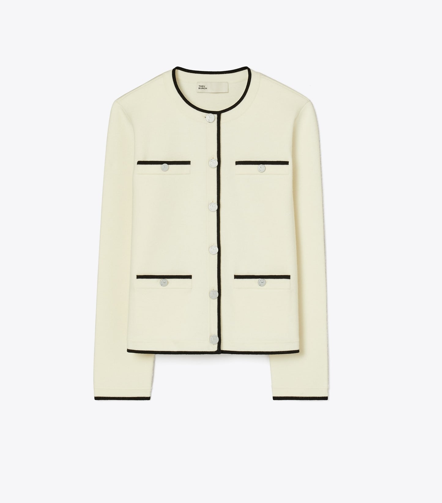 Tory Burch Kendra Wool Cardigan - New Ivory/ Black