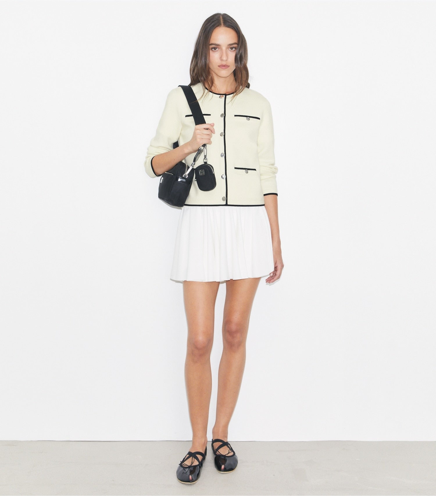 Tory Burch Kendra Wool Cardigan - New Ivory/ Black