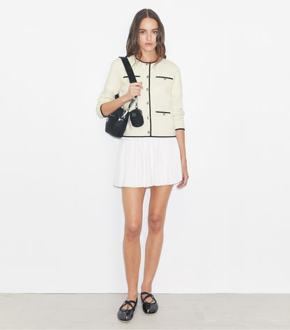 Tory Burch Kendra Wool Cardigan - New Ivory/ Black