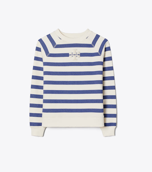 Tory Burch Striped Cotton Sweatshirt - New Ivory Basin Stripe