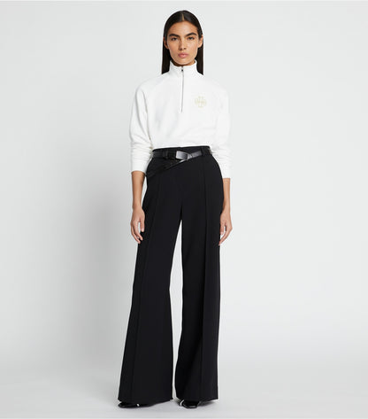 Tory Burch Heavy French Terry Half-Zip Sweatshirt - Snow White
