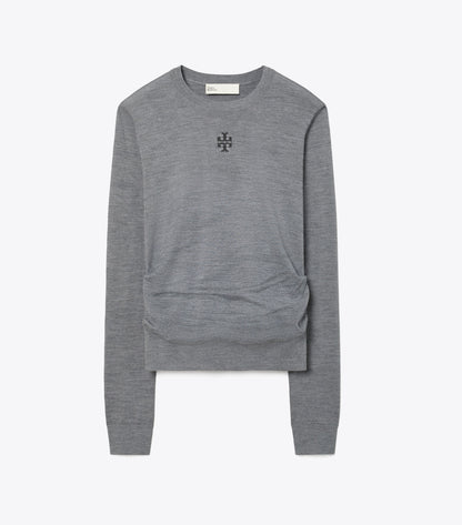Tory Burch T Logo Wool Sweater - Frosted Gray Melange