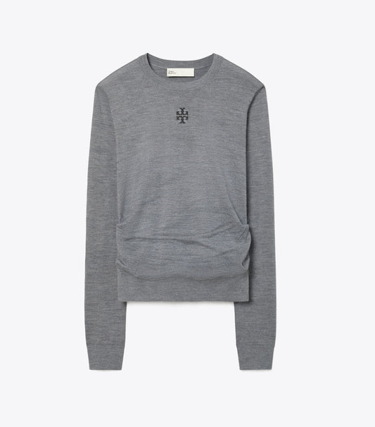 Tory Burch T Logo Wool Sweater - Frosted Gray Melange