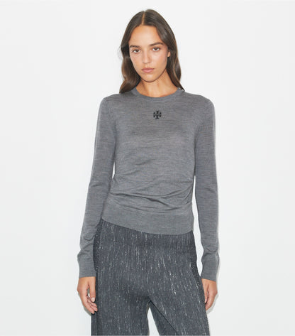 Tory Burch T Logo Wool Sweater - Frosted Gray Melange