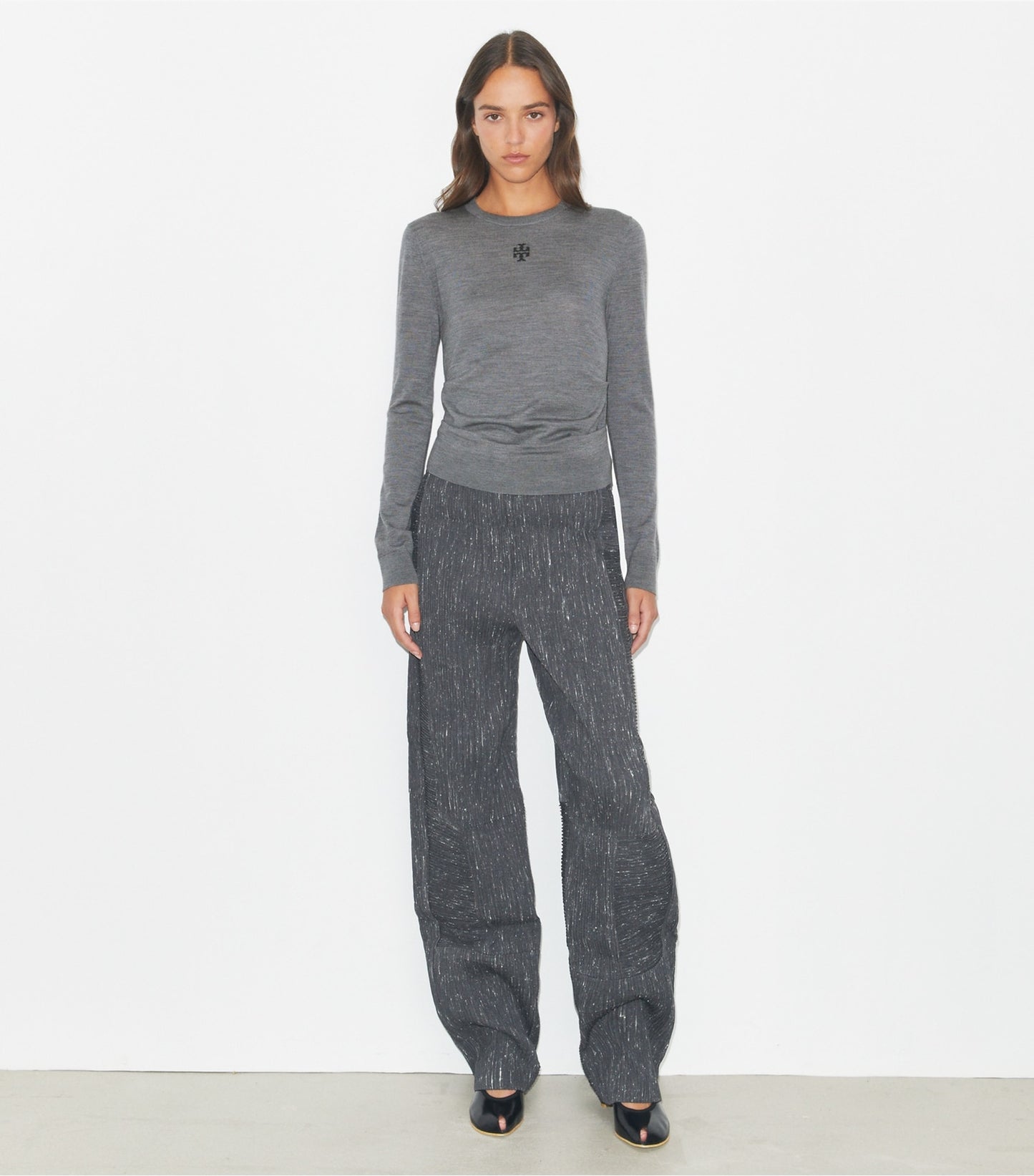 Tory Burch T Logo Wool Sweater - Frosted Gray Melange