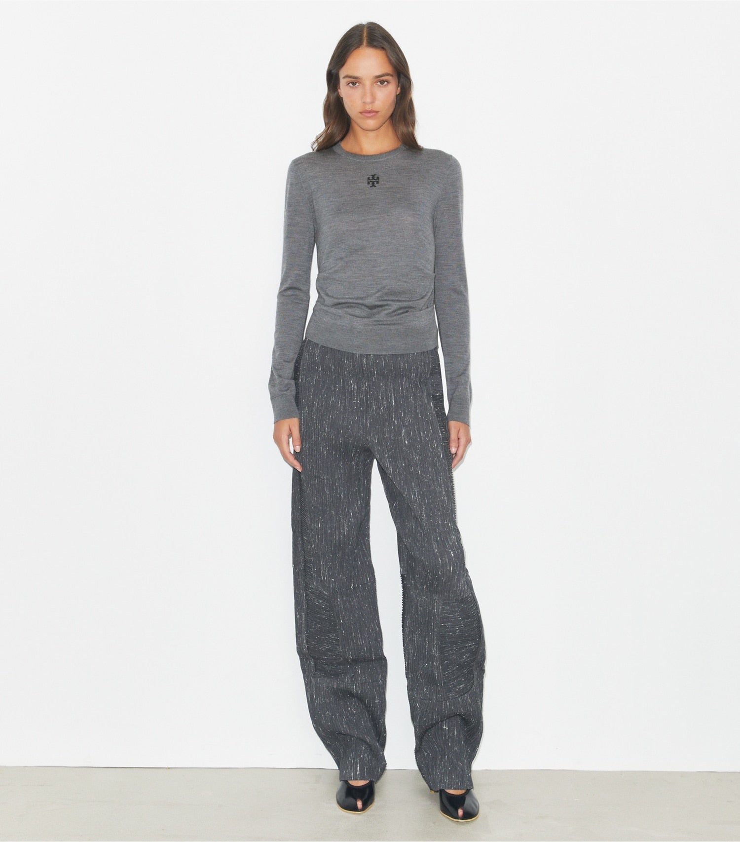 Tory Burch T Logo Wool Sweater - Frosted Gray Melange