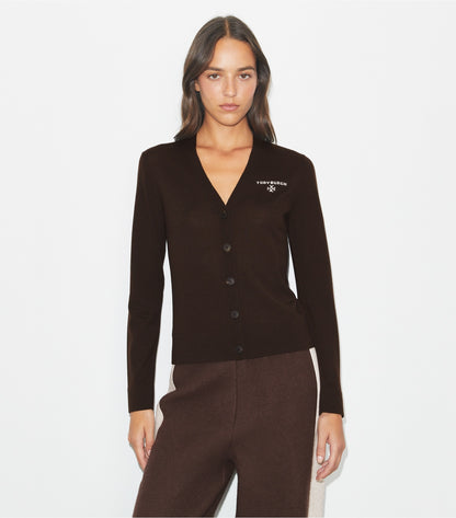 Tory Burch Simone Wool Cardigan - Winter Rich Brown