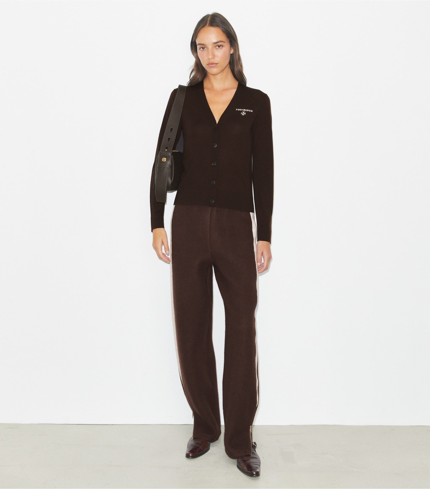 Tory Burch Simone Wool Cardigan - Winter Rich Brown