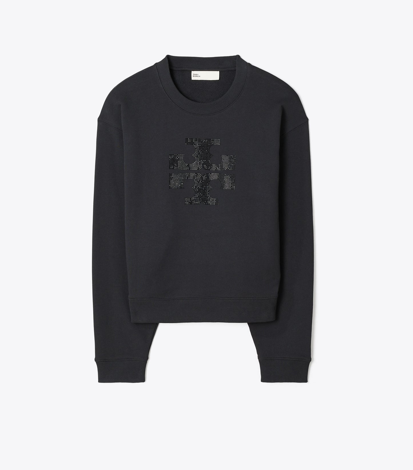 Tory Burch Crystal Logo Sweatshirt - Embellished Black