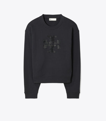 Tory Burch Crystal Logo Sweatshirt - Embellished Black