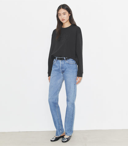 Tory Burch Crystal Logo Sweatshirt - Embellished Black
