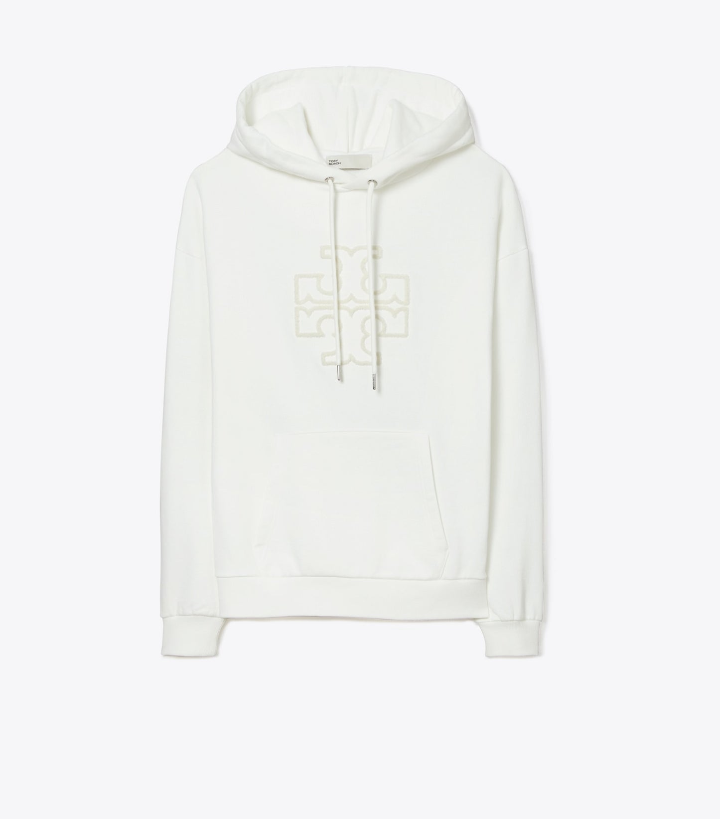 Tory Burch Heavy French Terry Logo Hoodie - Snow White