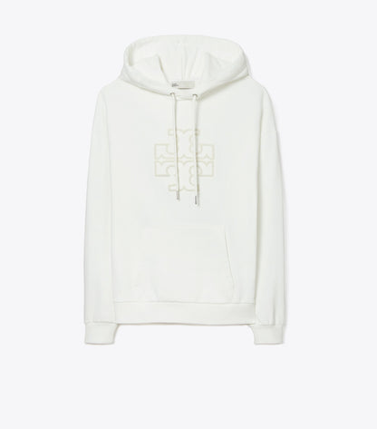 Tory Burch Heavy French Terry Logo Hoodie - Snow White