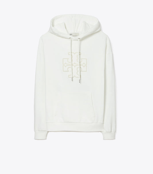 Tory Burch Heavy French Terry Logo Hoodie - Snow White