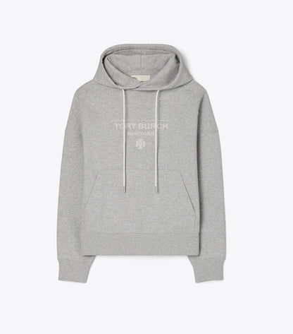 Tory Burch French Terry Hoodie - Medium Heather Gray