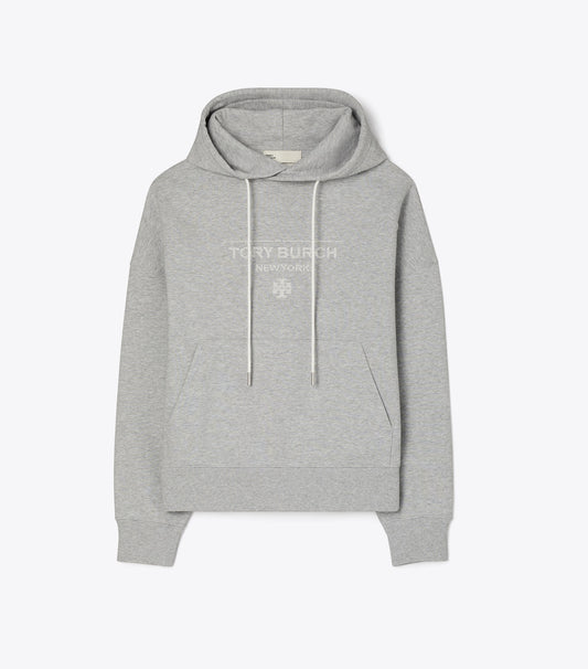 Tory Burch French Terry Hoodie - Medium Heather Gray