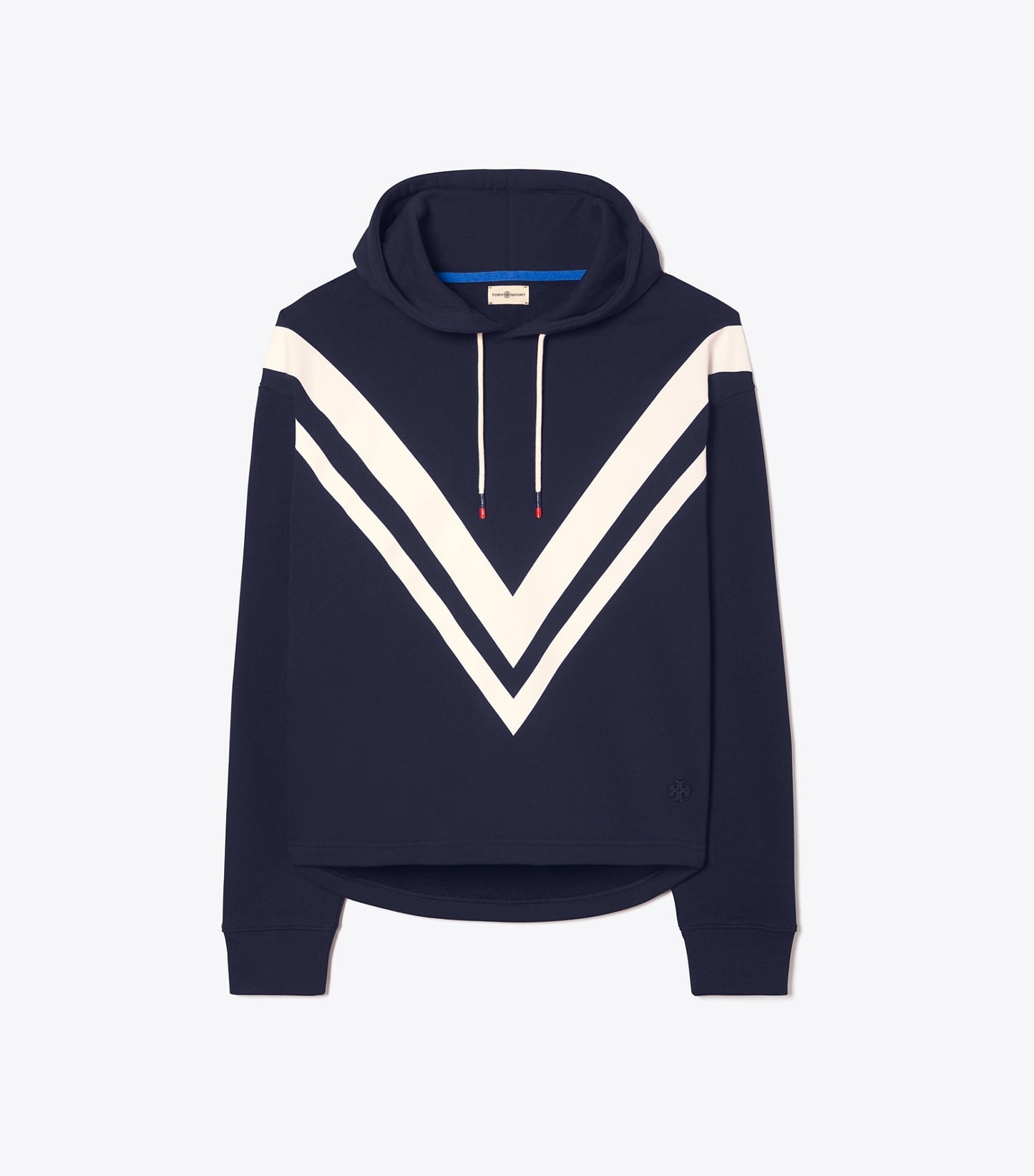 Tory Burch French Terry Chevron Hoodie - Tory Navy/Snow White