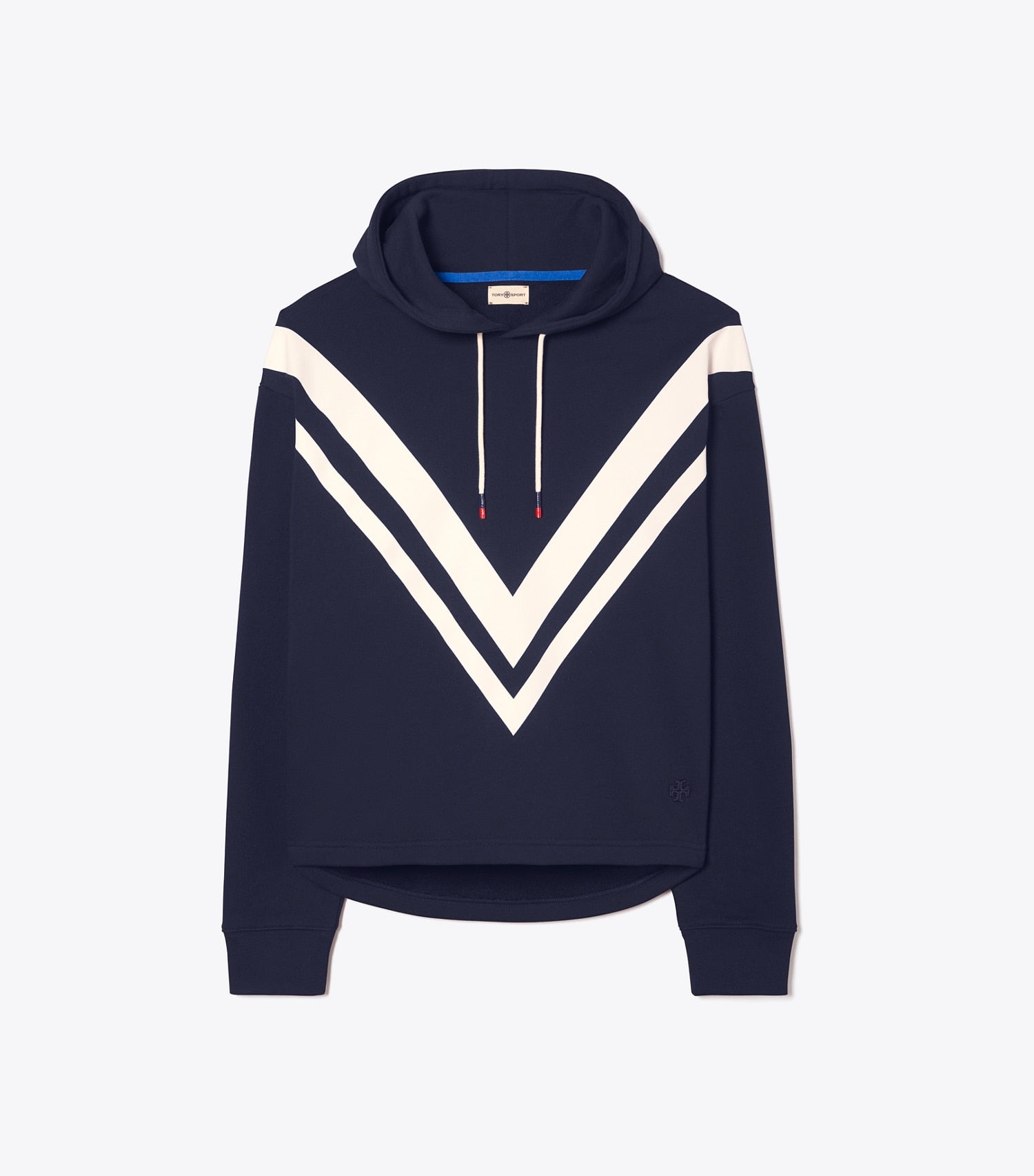 Tory Burch French Terry Chevron Hoodie - Tory Navy/Snow White