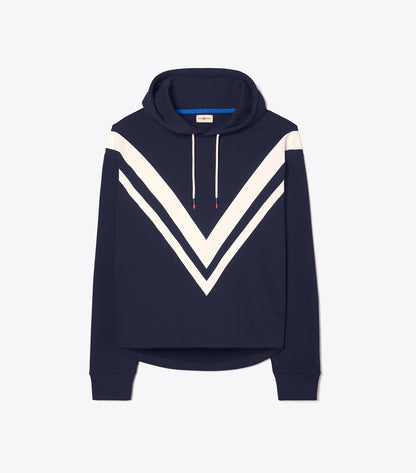 Tory Burch French Terry Chevron Hoodie - Tory Navy/Snow White