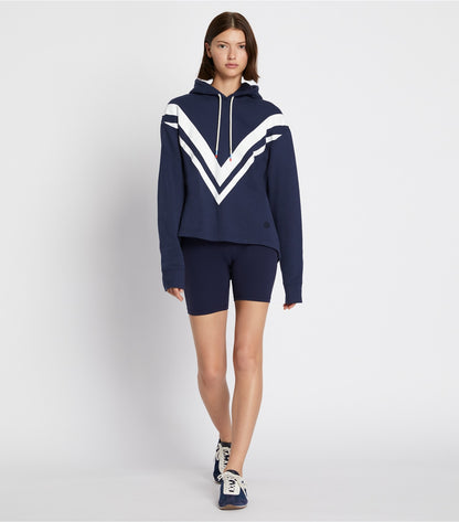 Tory Burch French Terry Chevron Hoodie - Tory Navy/Snow White