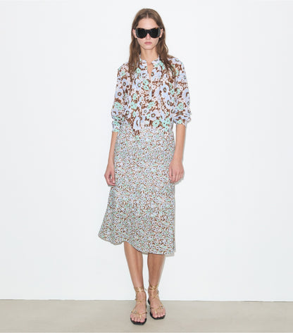 Tory Burch Viscose Skirt - Blue Floral