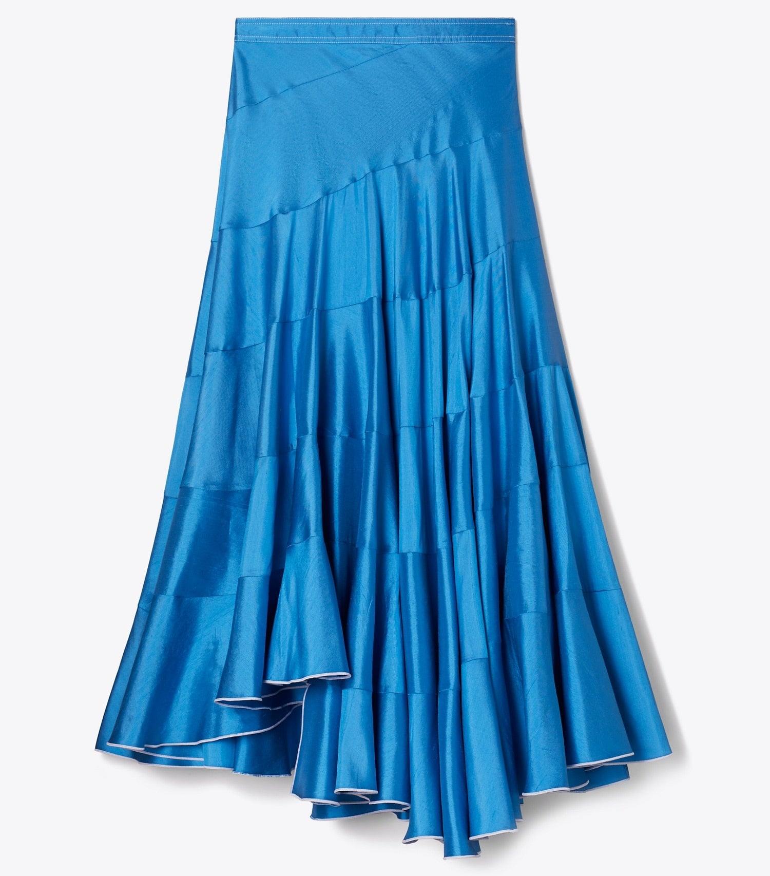 Tory Burch Flared Silk Skirt - Bay Blue