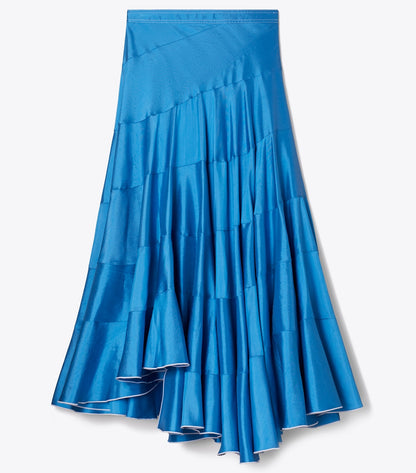 Tory Burch Flared Silk Skirt - Bay Blue