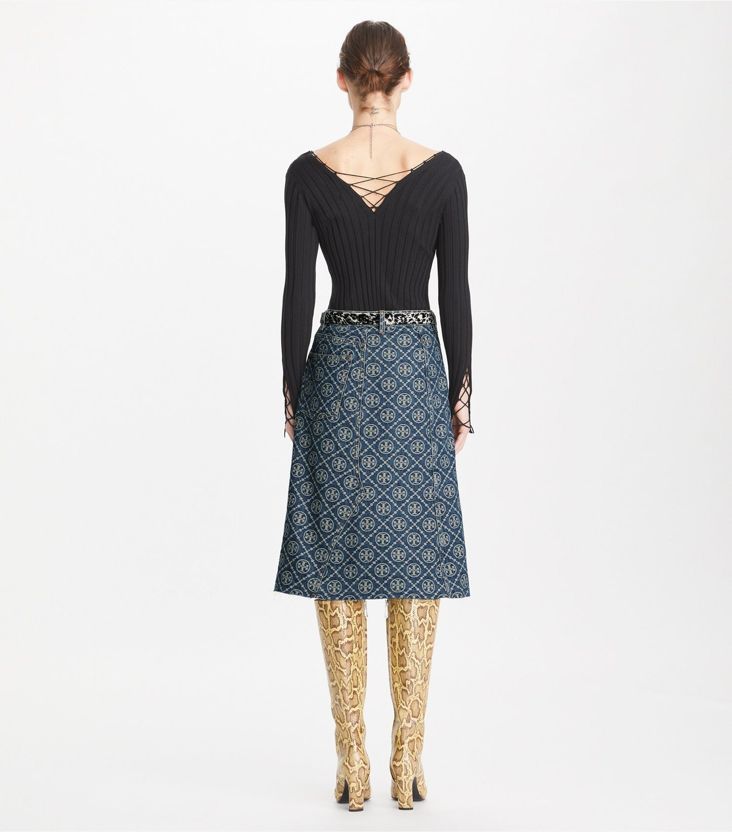Tory Burch Deconstructed Denim Skirt - T-Monogram Vintage Wash