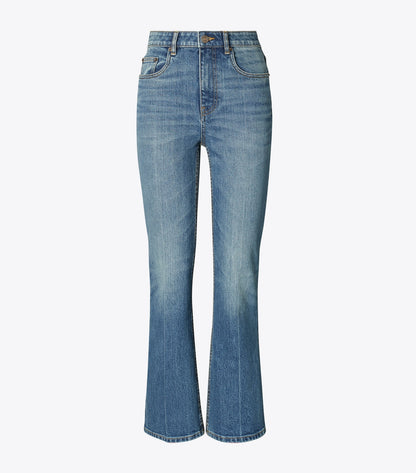 Tory Burch Cropped Flare Jean - Medium Vintage Wash